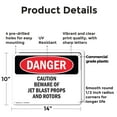 thumbnail image 2 of (2 Pack) Caution Beware Of Jet Blast Props And Rotors OSHA Danger Sign 14 Inch X 10 Inch Plastic Sign, Weather Resistant, UV Protected for Workplace, Business, and Construction Site,, 2 of 8