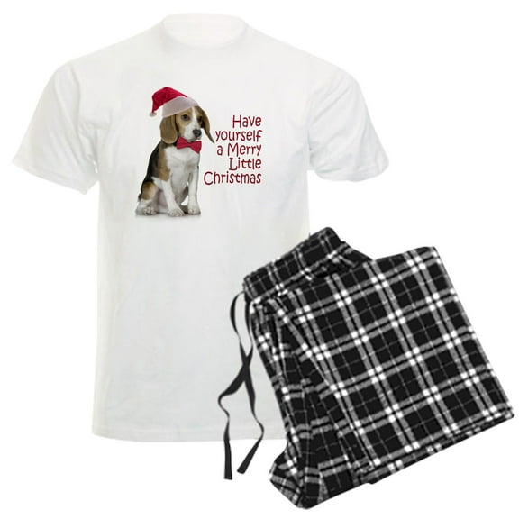 CafePress - Santa Beagle Men's Light Pajamas - Men's Light Loose Fit Cotton Pajama Set