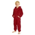 thumbnail image 2 of Boys Romper Jumpsuit Casual Boys Fuzzy Fluffy Hooded Romper Jumpsuit Winter Warm Soft Lined Pajama Outfit For Infant Toddler Kids Playwear Red 10Y, 2 of 5