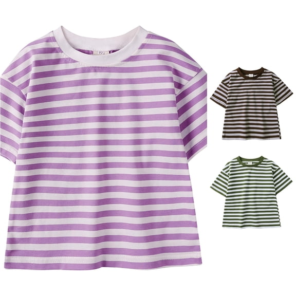 HCYSFG Boys Striped T Shirts Crewneck Short Sleeve Classic Regular Fit Basic Casual Tees Everyday School School Summer Tops