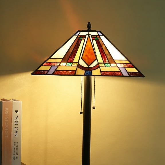 Tiffany Style Floor Lamp Stained Glass Reading 65" Tall Light Fixture