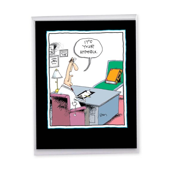 1 Jumbo Funny Get Well Soon Card with Envelope (8.5 x 11 Inch) - Your Appendix Feel Better Card J4257