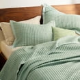 thumbnail image 3 of Green Quilts Queen Size - Queen Quilt Bedding Set Bedspread Coverlet, Lightweight Corduroy Pattern Bedspread, 3-Piece Set with 90"x96" Coverlet & 2 Pillow Shams, All-Season Soft Microfiber, 3 of 16