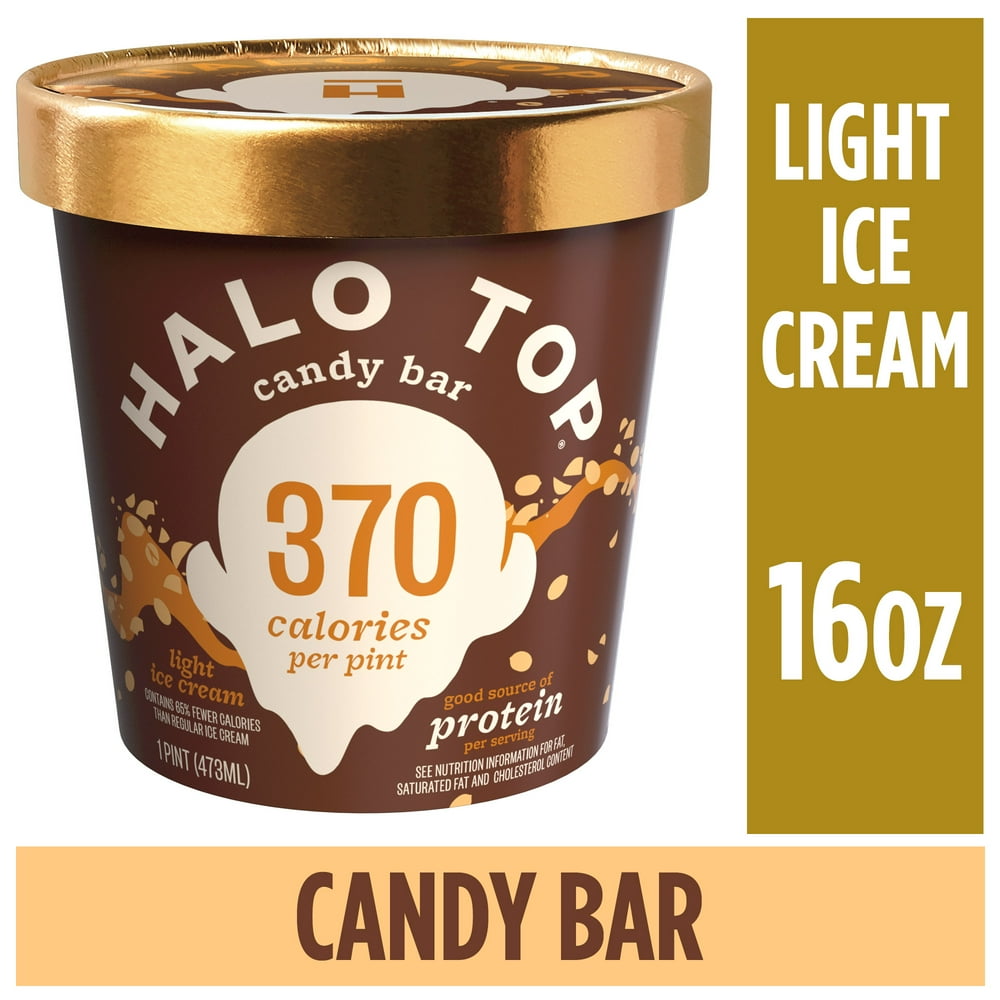 Halo Top Candy Bar Light Ice Cream Pint, 16 fl oz