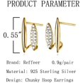 thumbnail image 6 of Solid 925 Sterling Silver CZ Huggie Earrings Half Hoops for Women Teens Double Hoop Earrings Studs Open Hoops Minimalist, 6 of 6