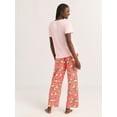 thumbnail image 3 of Joyspun Women's Short Sleeve Sleep Top and Open Leg Pants Pajama Set, 2-Piece, Sizes XS-3X, 3 of 5