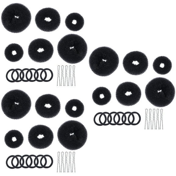 WORGEOUS 9 Sets  Hair Donut Bun Makers Woman Hair Ties Bun Makers U-shaped Hairpins