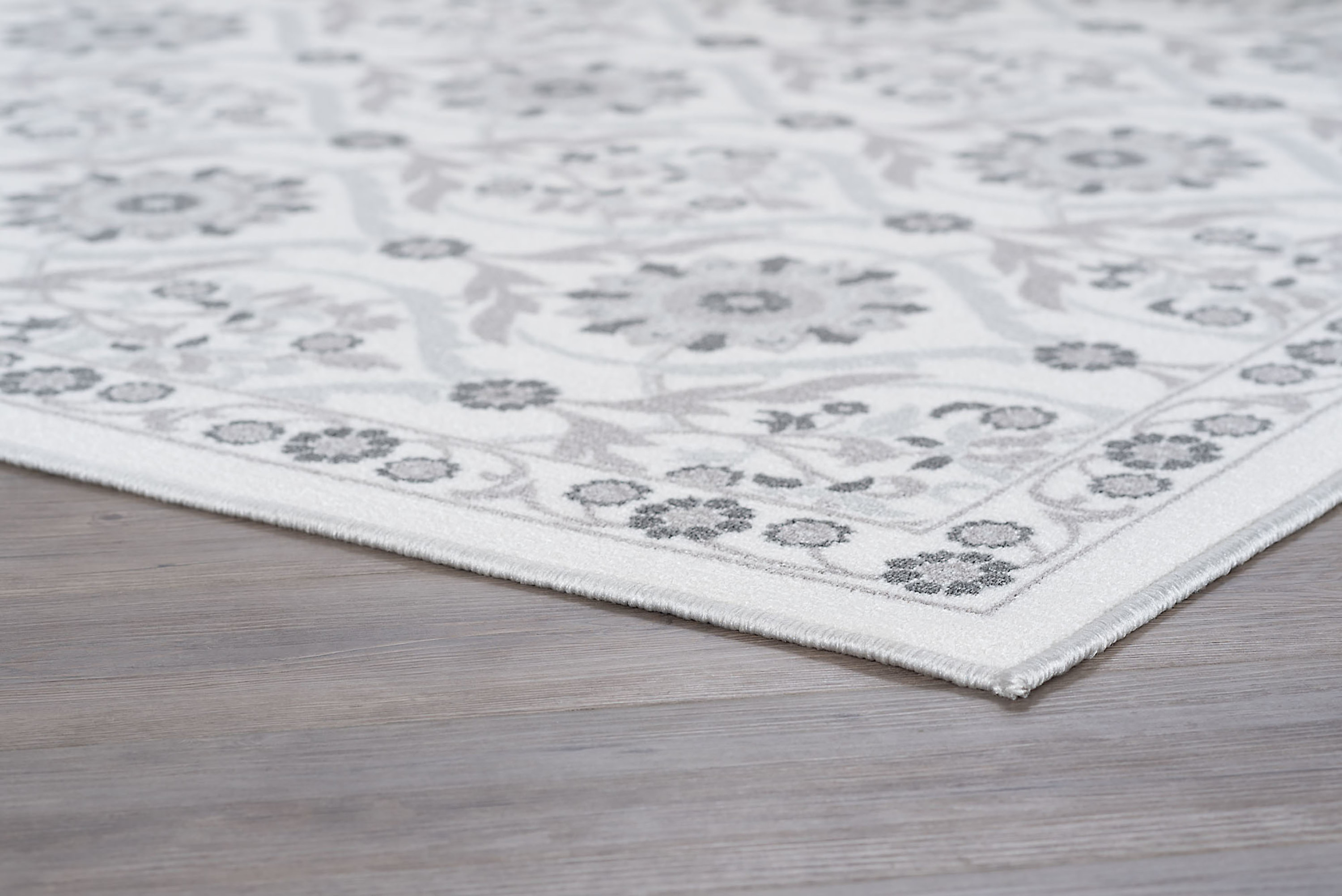 Transitional 2x8 Area Rug (2'3'' x 7'6'') Floral Ivory, Gray Indoor Runner Easy to Clean
