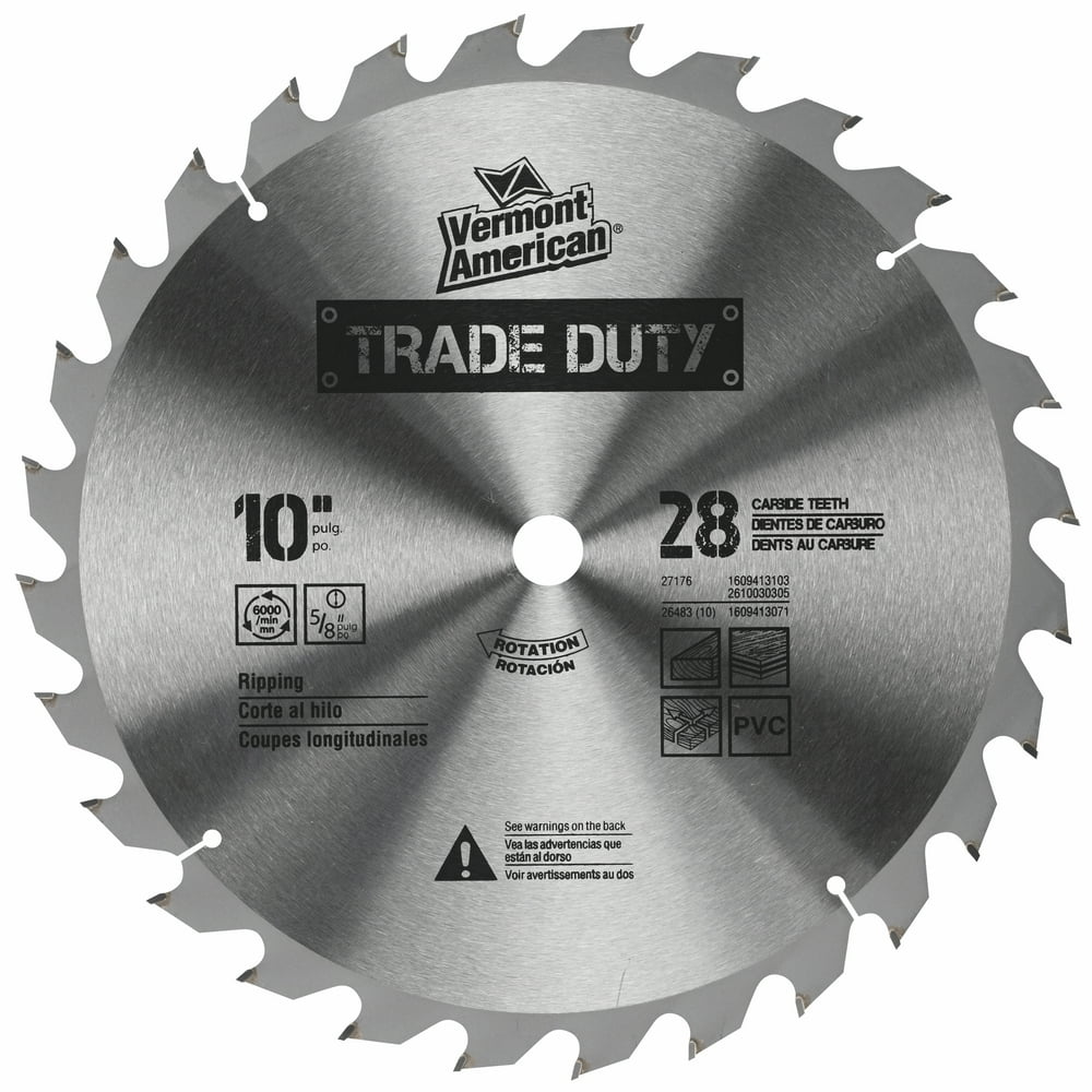 Vermont American 27176 10" 28 TPI FastCut Rip Carbide Circular Saw Blades