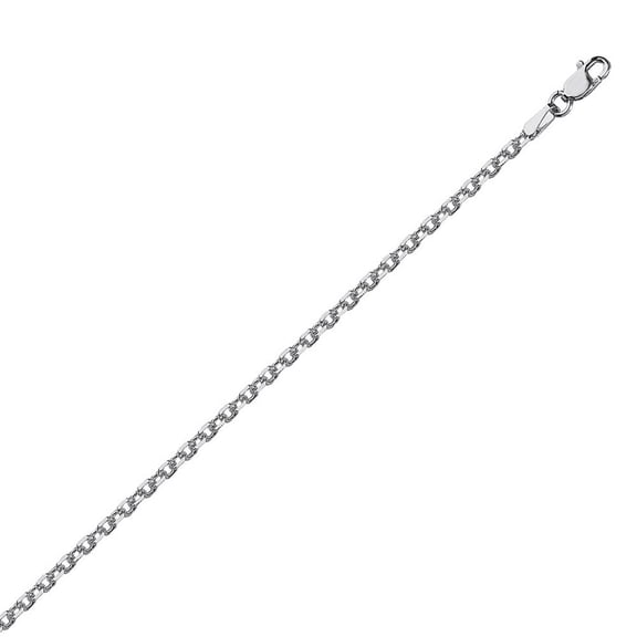 Sterling Silver Rhodium Plated 1.9mm Sparkle-Cut Cable Chain Necklace Lobster Claw Closure - 24 Inch