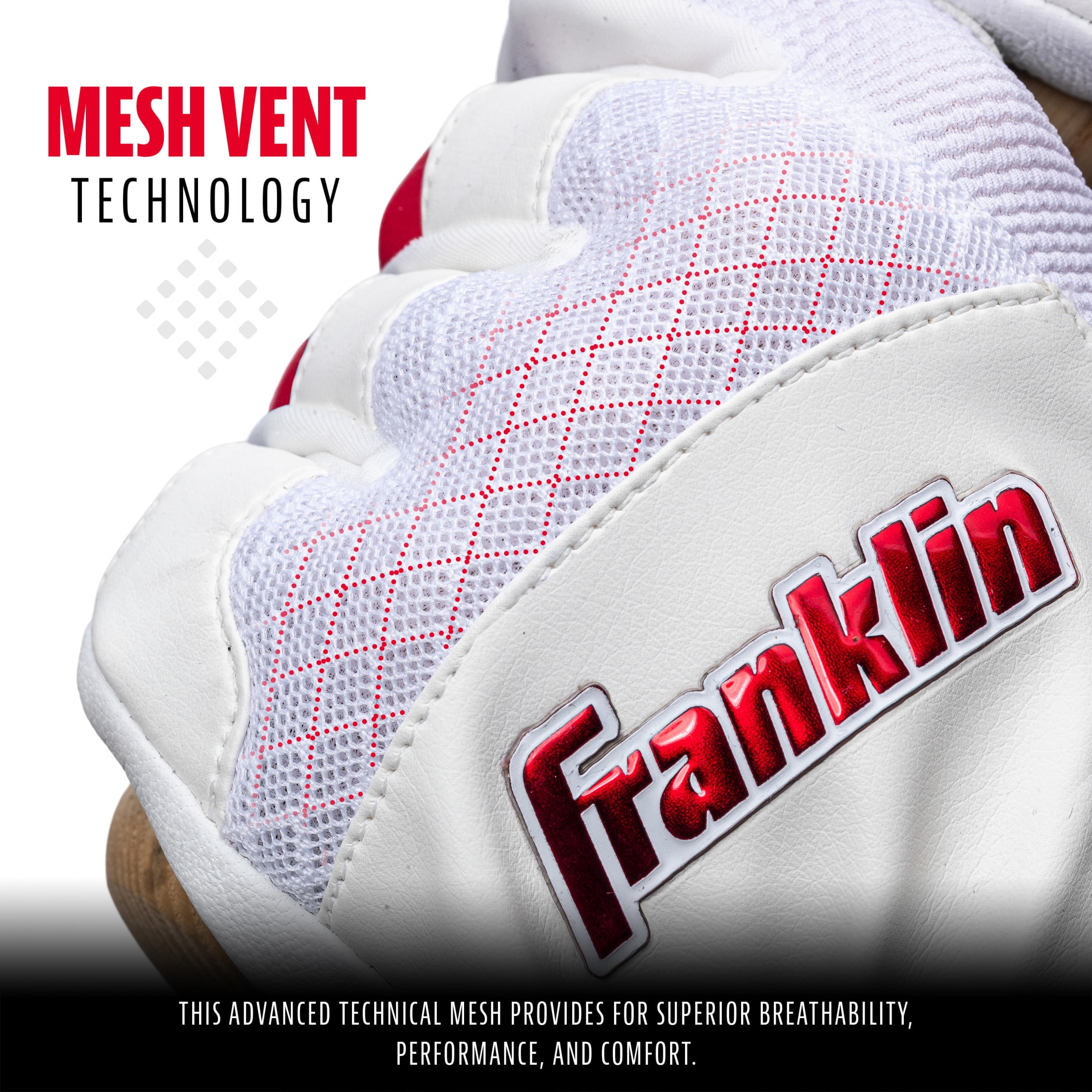 Gants De Frappe Baseball Franklin Shok-Sorb - Adulte Taille M - Blanc/Noir