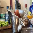 thumbnail image 6 of Luxury Stag Head Champagne Bucket, Asymmetrical Flared Opening, Hand Cast, Silver Aluminum, Gleaming Polish, 9 Inches, 6 of 8