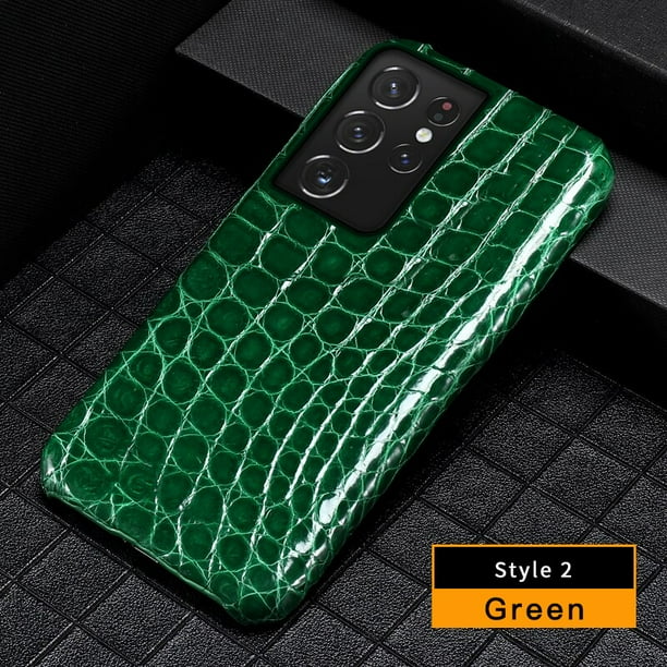 Funda de cuero de cocodrilo 100% Natural para teléfono Samsung Galaxy S23 S21 S22 Ultra S20 FE S10 S21 Plus Note 20 A71 A51 A52 A53 A54 Fivean unisex
