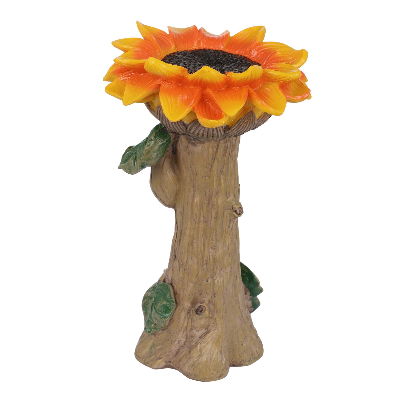 Fdelink Desktop Ornament Garden Bird Feeder Flower Decoration Resin Sunflower Bird Bath Home Decor Water Bath (Yellow)