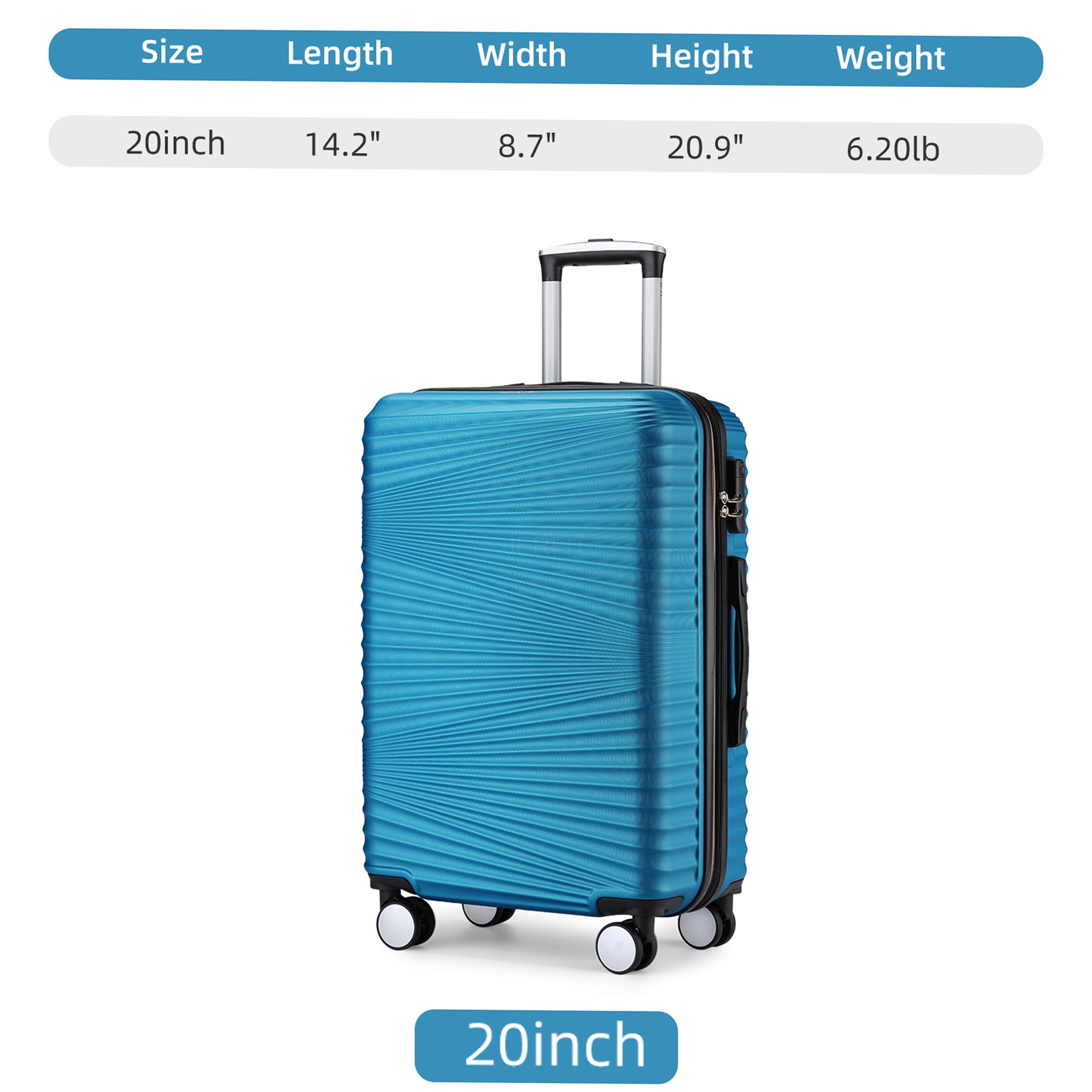 JERFIT Blue Hardside Spinner Luggage Set with TSA Lock, Expandable Checked Suitcase, Weekender & Toiletry Bag