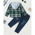 thumbnail image 6 of Toddler Baby Boys Clothes Outfits Kids Hoodie Flannel Shirts Set Plaid Hooded Tops +Jeans Pants Fall Winter 2-6T, 6 of 6