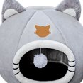 thumbnail image 2 of Lindas cuevas para gatos, casa para gatitos de felpa semicerrada, productos para mascotas para cachorros, para todas las estaciones, 2 of 8