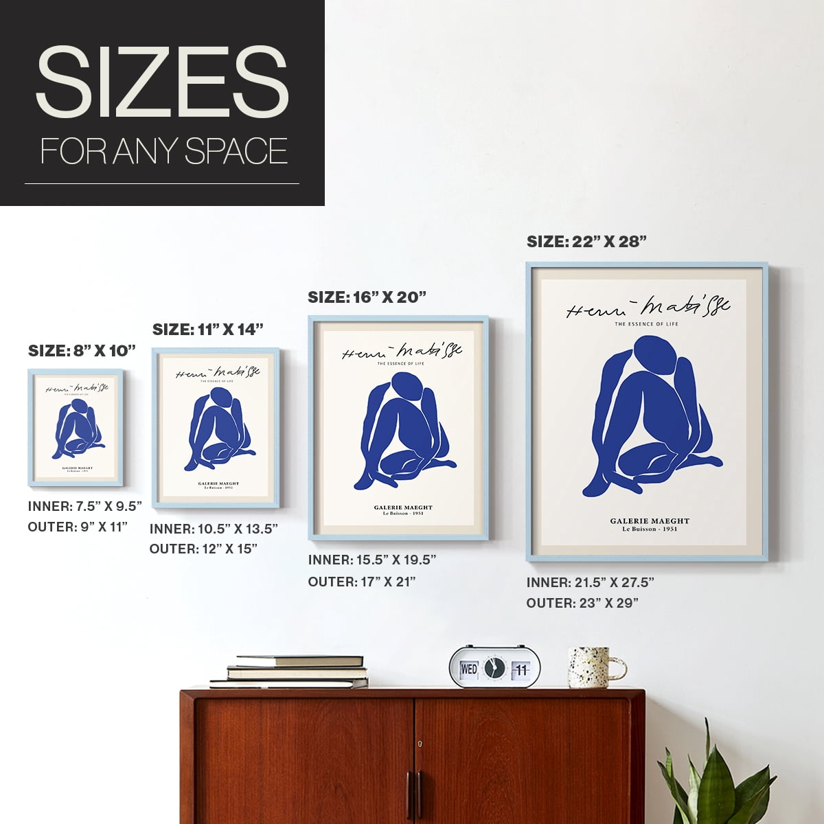 Matisse CXVI Framed Print in Blue Solid Wood 11 x 14 Framed Print