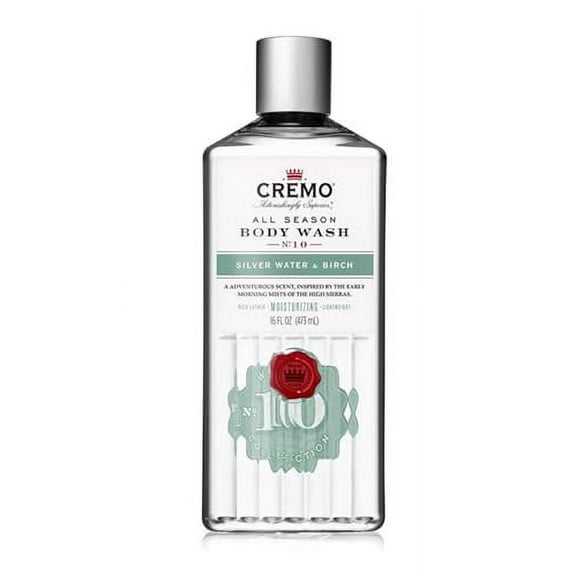 Cremo Rich-Lathering Silver Water & Birch Body Wash for Men, A Revitalizing Combination of Glacier-Fed Streams and White Birch 16 Fl Oz