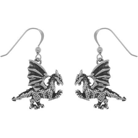 Jewelry Trends Sterling Silver Fierce Clawing Dragon Dangle Earrings