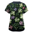 thumbnail image 2 of Scrub Tops Women Irish Shamrock Printed V Neck Breathable Scrub Tops Short Sleeve Professionals Soft Stretch St. Patrick's Day Workwear Shirt with Pockets dark green X-Large, 2 of 3