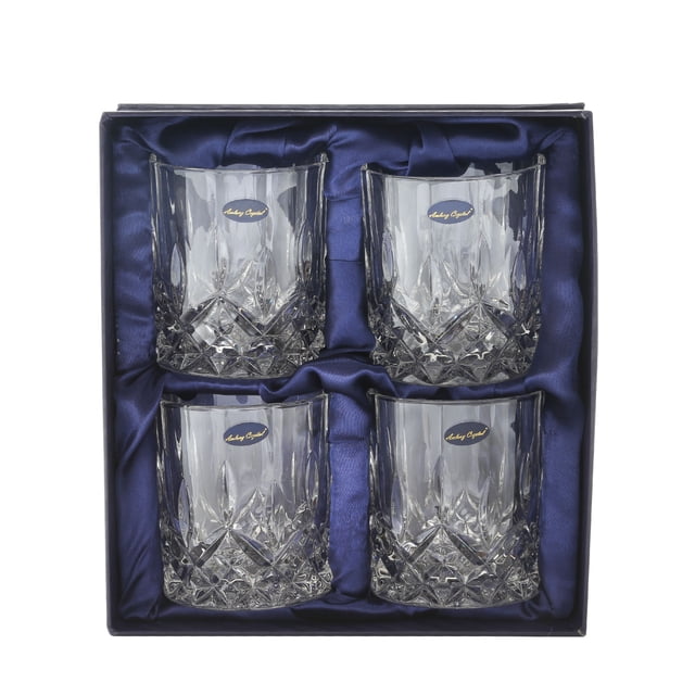 Amlong Crystal Lead Free Double Old Fashioned Crystal Glass, 9 Ounce