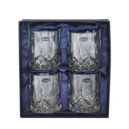 24% Lead Crystal Glass - Amlong Crystal Lead Free Double Old Fashioned Crystal Glass, 9 Ounce, Set of 4