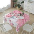 thumbnail image 6 of Pink Snowman Christmas Table Cloth Waterproof Tablecloths, Xmas Balls Snowflake Tablecloth Dining Table Cover for Kitchen Party Tabletop Outdoor, Square Tablecloth 54x54 Inch, 6 of 9