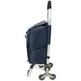 thumbnail image 3 of 40L Heavy Duty Stair-Climbing Foldable Shopping Cart for Laundry, Groceries, Travel, Beach - 2 Stainless Steel Triangular Wheels (6 Wheels), Oxford Waterproof Liner, Multi Pockets, Blue, 3 of 9