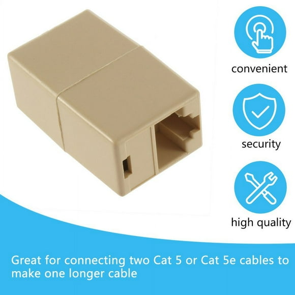 2 PACKS Professional Small Size RJ45 for CAT5 Ethernet Cable LAN Port 1 to 1 Socket Splitter Connector Adapter
