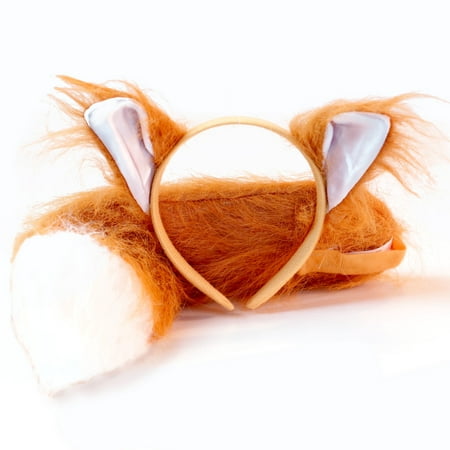 Fox Headband Ears and Tail Set - One Size - Costume Accessory