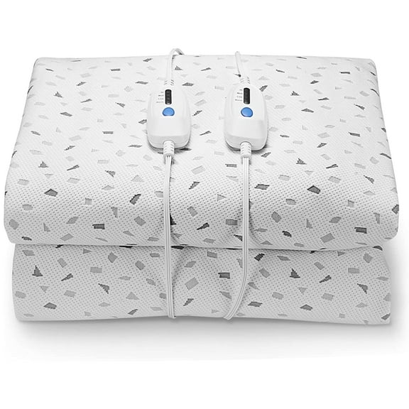 MARNUR Heated Mattress Pad Queen Size 60"×80", Electric Mattress Pad with Dual Controllers, 4 Heating Levels &10H Auto-off, Machine Washable for Adults