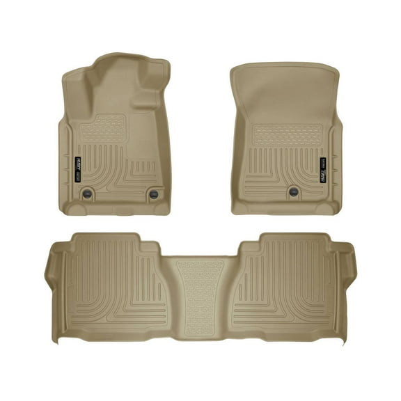 Husky Liners 98583 Weatherbeater Floor Mats Fit 2007-2011 Toyota Tundra CrewMax, Double Cab - Front/2nd Seat - Tan