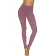 thumbnail image 1 of Womens High Waist Yoga Pants Cutout Ripped Tummy Control Workout Running Yoga Skinny Leggings, 1 of 6