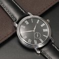 thumbnail image 3 of Reloj de cuarzo masculino de moda Reloj de pulsera informal con cinturón de cuero artificial para hombres (negro), 3 of 8