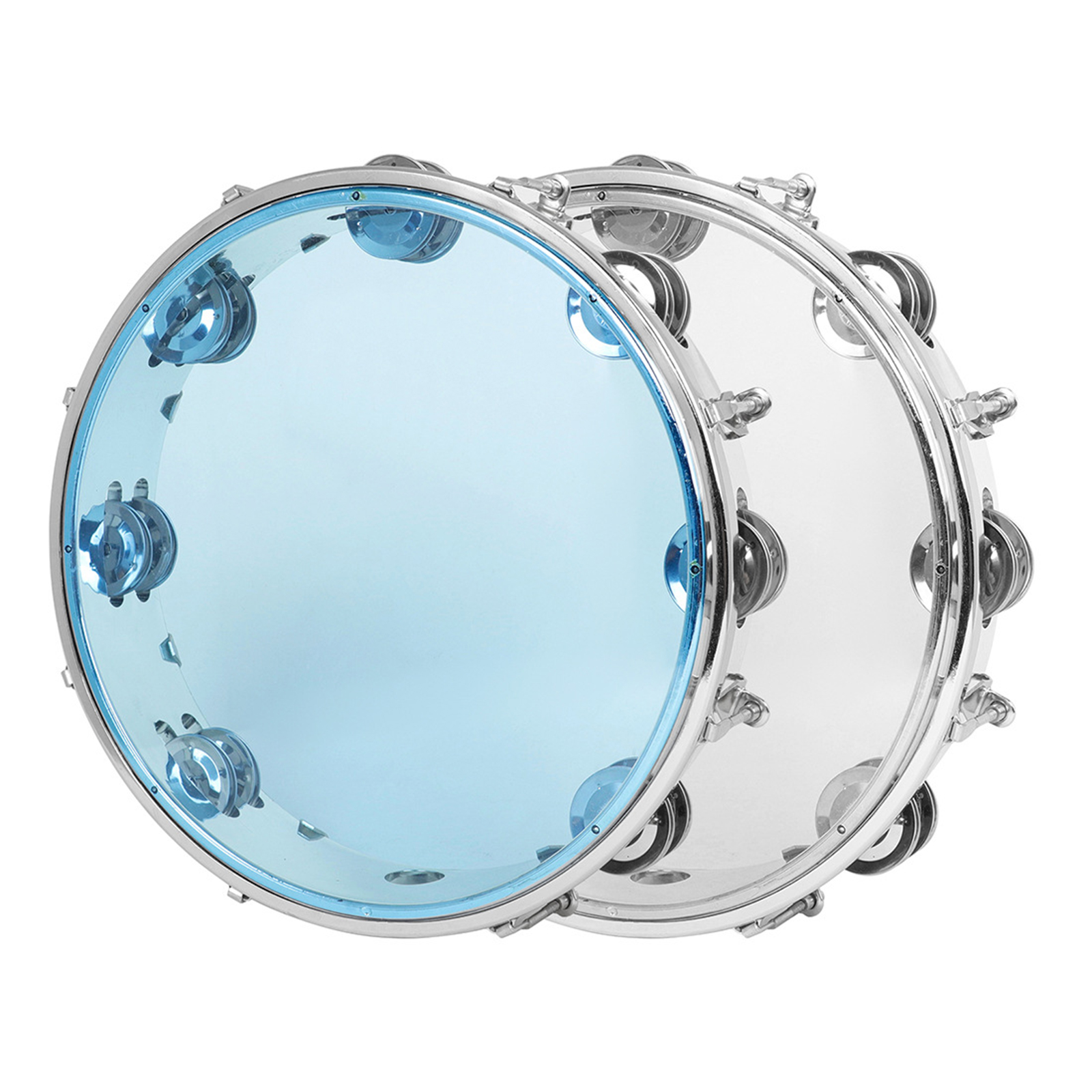 Metal Bells Hand Held Percussion Drum with Ergonomic Handle Grip 10Inch Double Row Tambourine Round Musical Tambourine