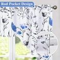 thumbnail image 3 of Alishomtll Modern Blue Floral Watercolor Rod Pocket Light Filtering Kitchen Valances Curtains, 60 x 36 in (2 Panels), 3 of 8