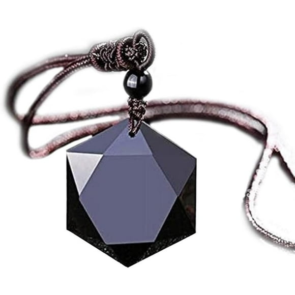 Collier d'Orgonite, Pendentif d'Obsidienne Noir, Hexagrame d'Étoile de David, Collier avec Pendentif de Cristal pour Hommes et Femmes (Cadran Ajustable)