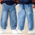 thumbnail image 2 of Bysome Boys Pants Solid Color Elastic Waist With Pockets Trousers Comfortable Boys Pants Size 4-5 Years Blue, 2 of 5
