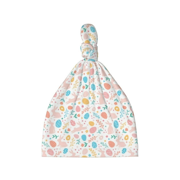 Naloa Happy Easter Baby Newborn Hats, Infant Knotted Baby Hat, Beanie Top Knot Caps for Baby Boys Girls