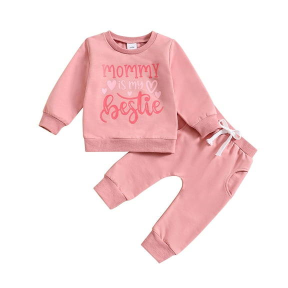 Quealent Boys Girls 2 Pieces Sweat Suit Unisex Baby Boy Winter Clothes Toddler Baby Boy Fall Clothes Letter Print Crewneck Sweatshirt Top Pants Set Winter Outfits Red,12-18 Months