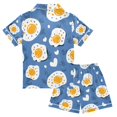 thumbnail image 2 of FORMRS Niños Short Sleeve Top and Pants Pajama Set Unisex Satin 2-Piece Sleepwear, Sizes 7-8Y, Cute Fried Eggs, 2 of 8