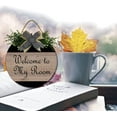 thumbnail image 3 of Eveokoki 12" Door Welcome To My Room Wooden Hanging Interior and Exterior Round Shape Decoration，Wall Porch Rustic Door Sign - Farmhouse Front Porch Decorch, 3 of 5