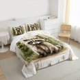 thumbnail image 3 of Manfei Cartoon Raccoon Full Size Comforter Sets for Kids, Watercolor Jungle Wildlife Bedding Comforter Set, Green Pine Tree Bedding Sets, Breathable Home Decor Reversible 3-Piece, 3 of 8