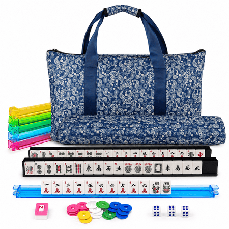 Jaawind American Mahjong Game Set with 166 Tiles, 4 All-in-One Racks & Pushers, Chips, Dice, Wind Indicator, Padded Carrying Bag, Complete Game Set for Family Game Night and Party