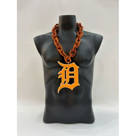 Tigers Big Chain Necklace | 8x5" EVO Foam Logo | Detroit Orange Game Day Fan Gear