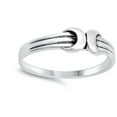 thumbnail image 4 of Beautiful High Polish Double Crescent Moon Belt Ring .925 Sterling Silver Band Jewelry Female Size 8, 4 of 4