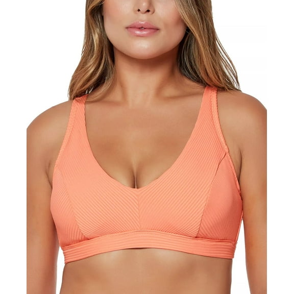 MSRP $85 Bleu By Rod Beattie Ribbed Underwire Bikini Top Coral Chic 38 D