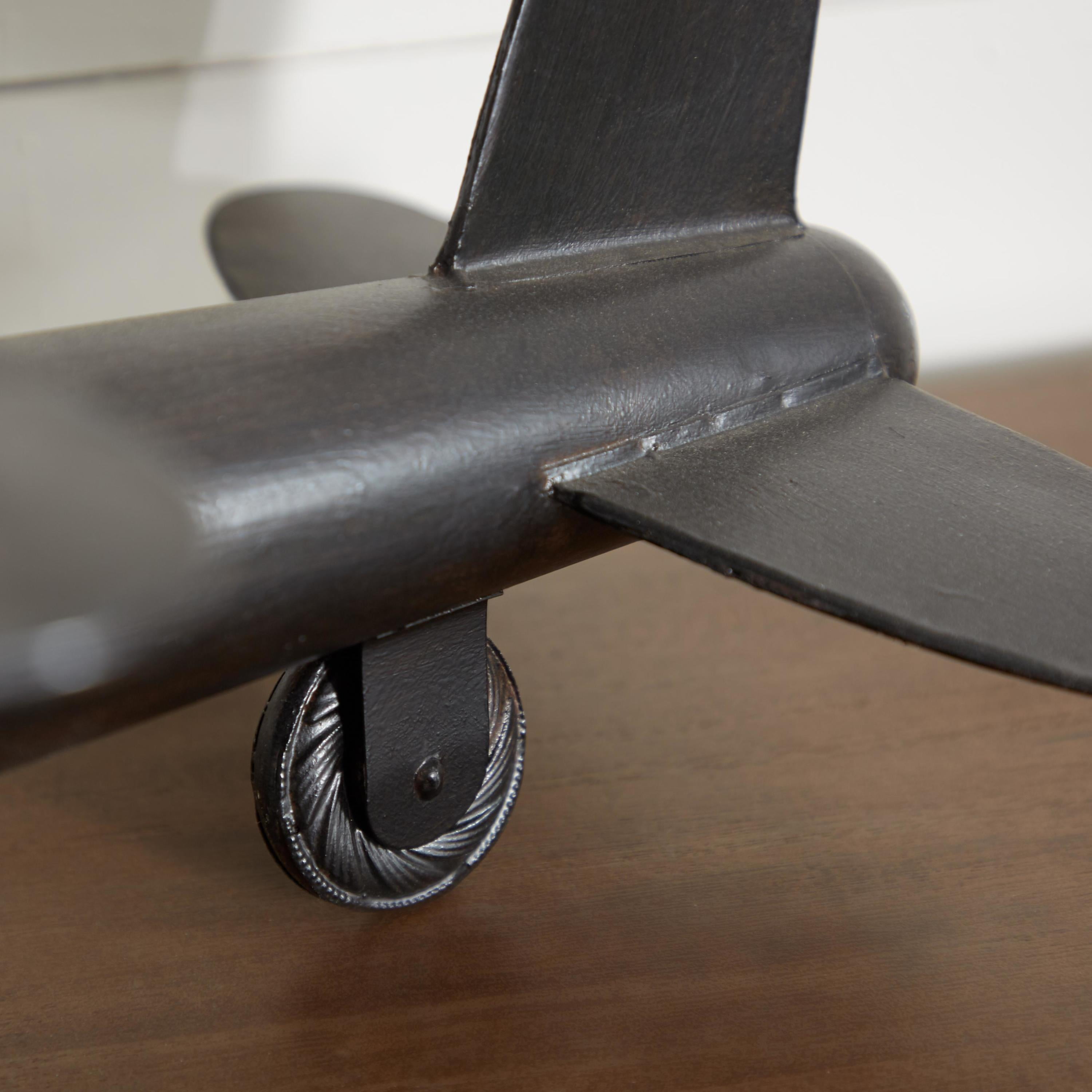 18" x 9" Brown Metal Airplane Sculpture, by DecMode