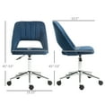 thumbnail image 3 of Modern Mid Back Office Chair With Velvet Fabric, Swivel Computer Armless Desk Chair With Hollow Back Design For Home Office, Blue, 3 of 9